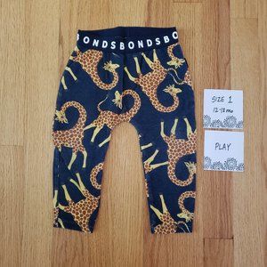 Bonds Australia Black Giraffe Leggings size 1